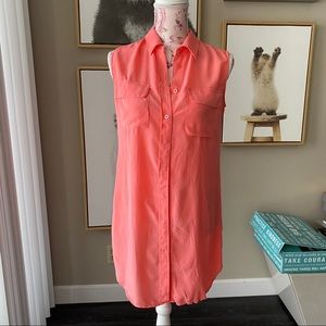 Equipment Coral Pink Silk Shirt Dress XS NWOT